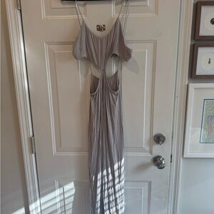 Free People Beach Cutout Light Gray Maxi Dress